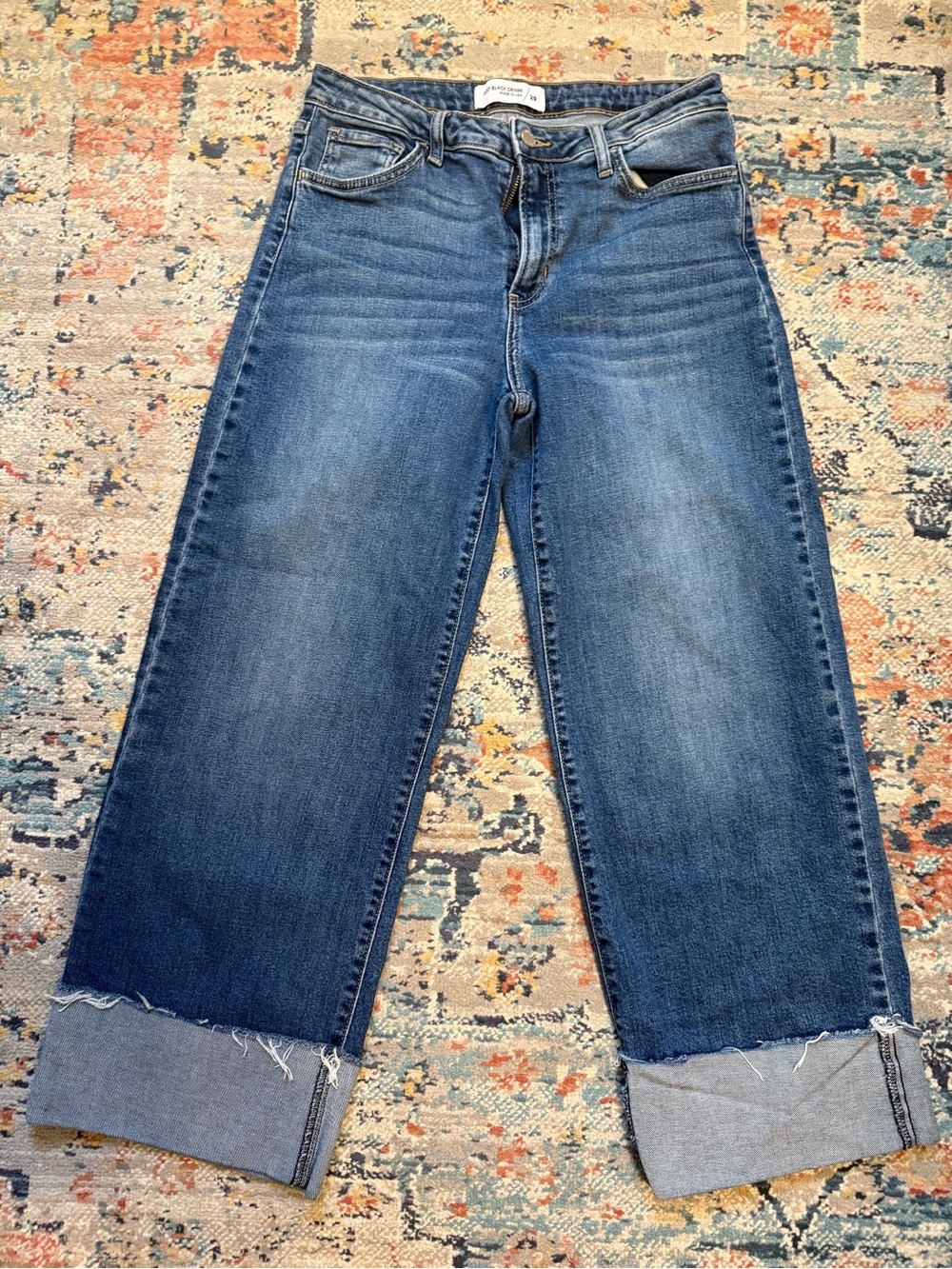 Just Black Denim Women's Cropped Wide-Leg Jeans in Medium Blue